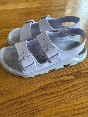 Birkenstock Kids Light Lavender Double Buckle Sandals with back strap